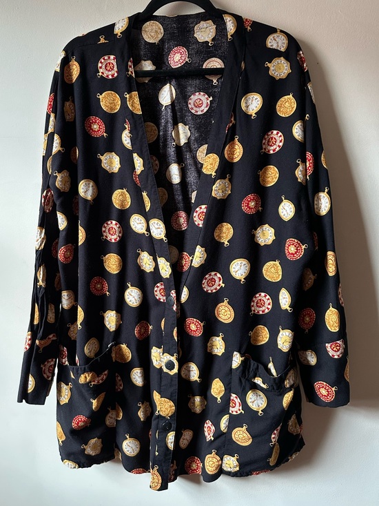 Go to pieces Tops - Vintage Pocketwatch Cardigan Rayon Oversized